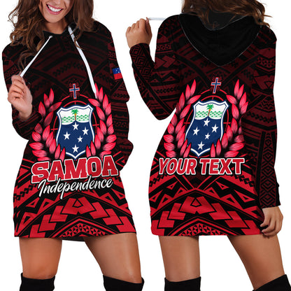 Custom Personalised Samoa Independence Day Hoodie Dress Ulafa Polynesian Unique Red No2