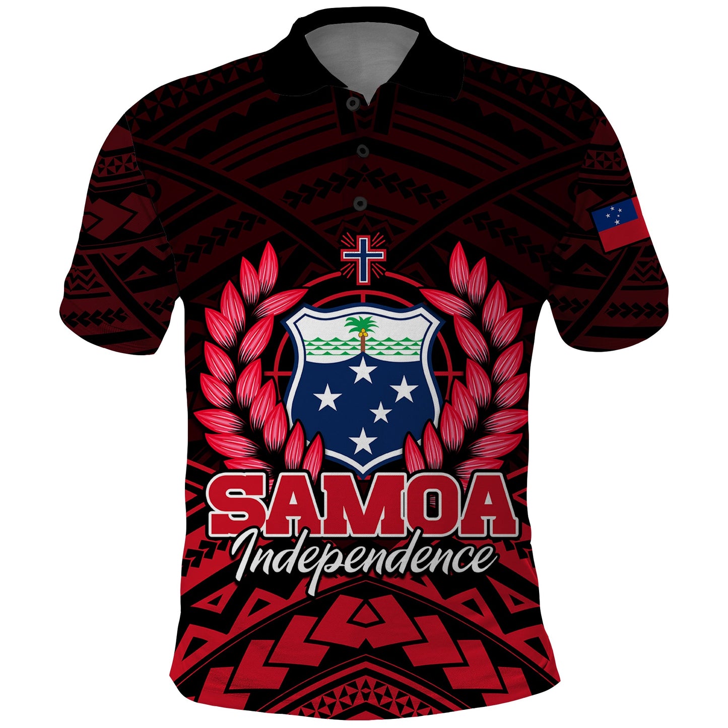 Custom Personalised Samoa Independence Day Polo Shirt Ulafa Polynesian Unique Red No2