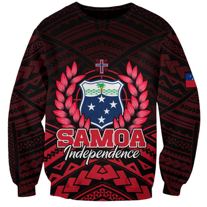 Custom Personalised Samoa Independence Day Sweatshirt Ulafa Polynesian Unique Red No2