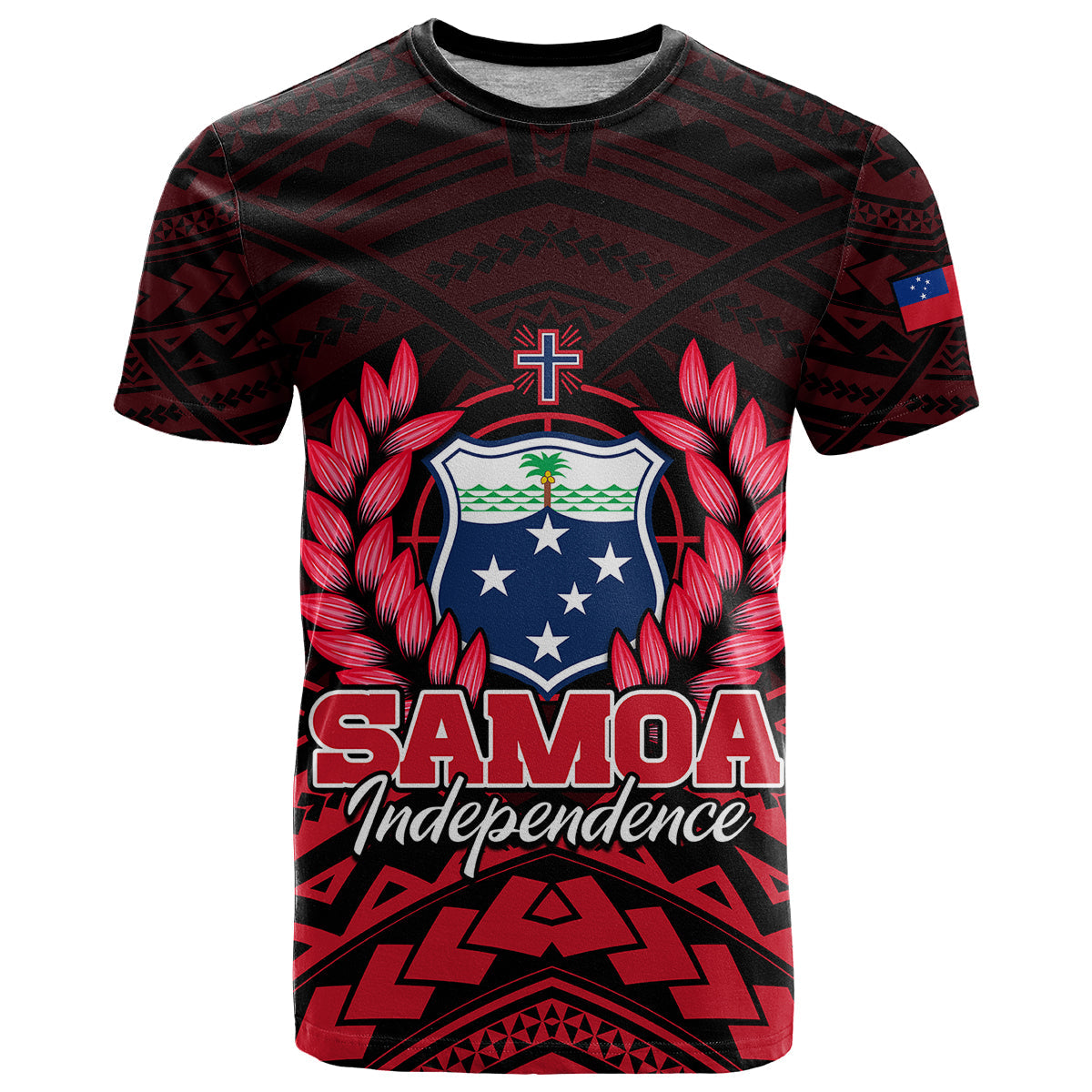 Custom Personalised Samoa Independence Day T Shirt Ulafa Polynesian Unique Red No2