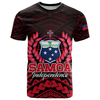 Custom Personalised Samoa Independence Day T Shirt Ulafa Polynesian Unique Red No2