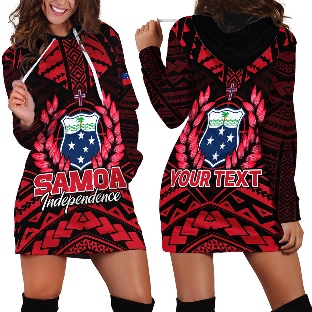 Custom Personalised Samoa Independence Day Hoodie Dress Ulafa Polynesian Unique Red No3