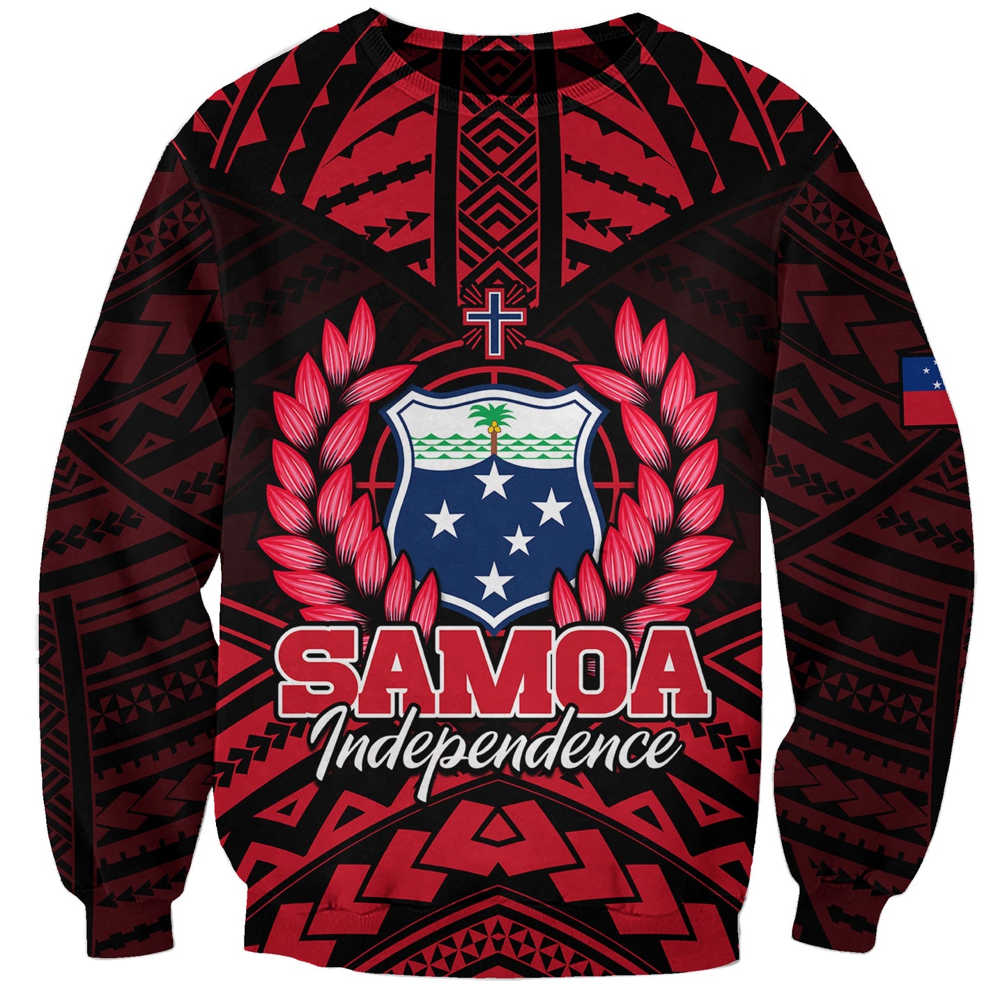 Custom Personalised Samoa Independence Day Sweatshirt Ulafa Polynesian Unique Red No3