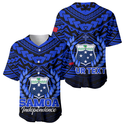 (Custom Personalised) Samoa Independence Day Baseball Jersey Ulafa Polynesian Unique Blue No1