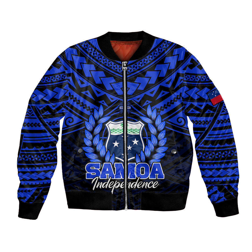 (Custom Personalised) Samoa Independence Day Bomber Jacket Ulafa Polynesian Unique Blue No1