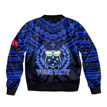 (Custom Personalised) Samoa Independence Day Bomber Jacket Ulafa Polynesian Unique Blue No1