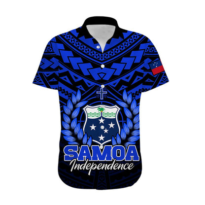 Custom Personalised Samoa Independence Day Hawaiian Shirt Ulafa Polynesian Unique Blue No1