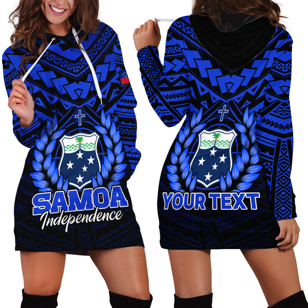 Custom Personalised Samoa Independence Day Hoodie Dress Ulafa Polynesian Unique Blue No1