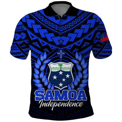 Custom Personalised Samoa Independence Day Polo Shirt Ulafa Polynesian Unique Blue No1
