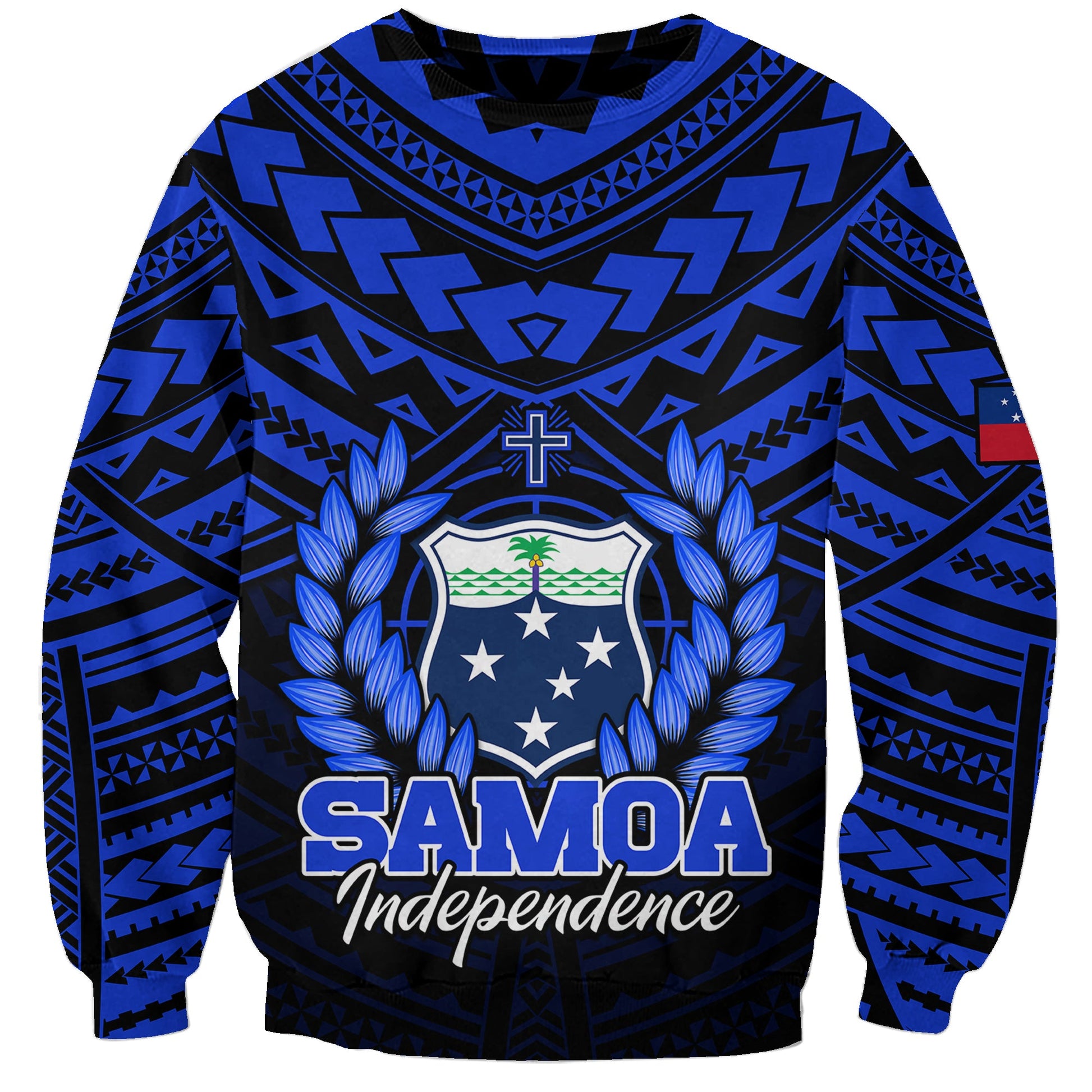 Custom Personalised Samoa Independence Day Sweatshirt Ulafa Polynesian Unique Blue No1