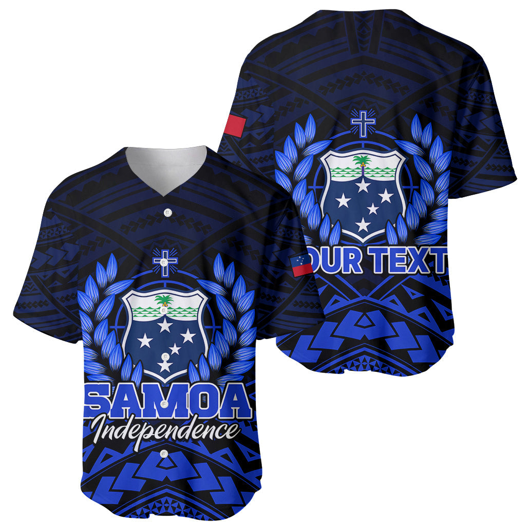 (Custom Personalised) Samoa Independence Day Baseball Jersey Ulafa Polynesian Unique Blue No2