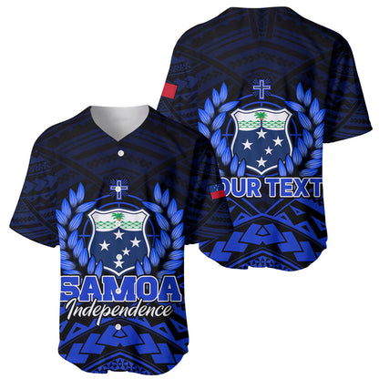 (Custom Personalised) Samoa Independence Day Baseball Jersey Ulafa Polynesian Unique Blue No2
