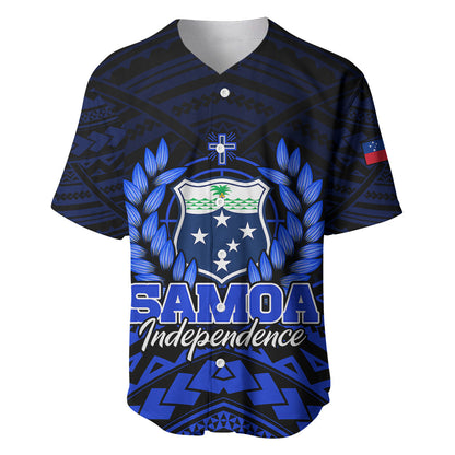 (Custom Personalised) Samoa Independence Day Baseball Jersey Ulafa Polynesian Unique Blue No2