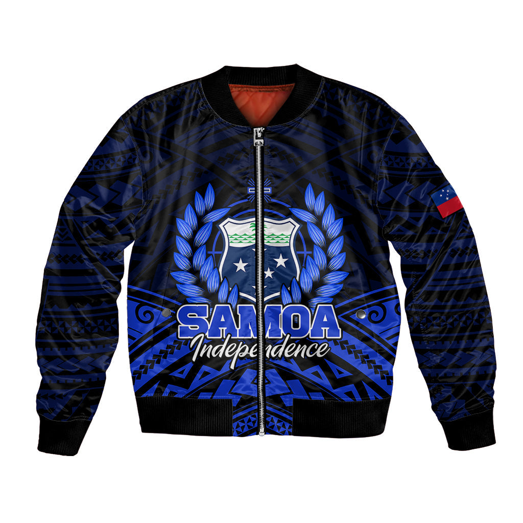 (Custom Personalised) Samoa Independence Day Bomber Jacket Ulafa Polynesian Unique Blue No2