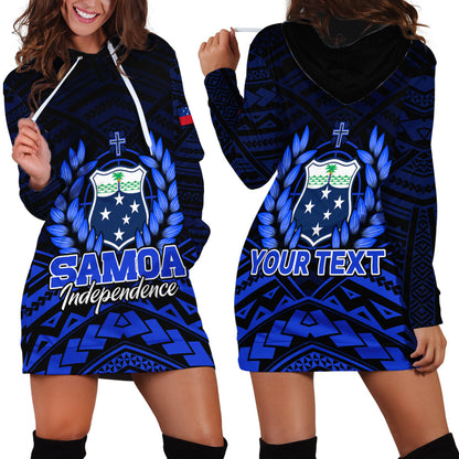 Custom Personalised Samoa Independence Day Hoodie Dress Ulafa Polynesian Unique Blue No2