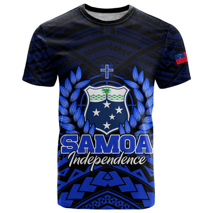 Custom Personalised Samoa Independence Day T Shirt Ulafa Polynesian Unique Blue No2