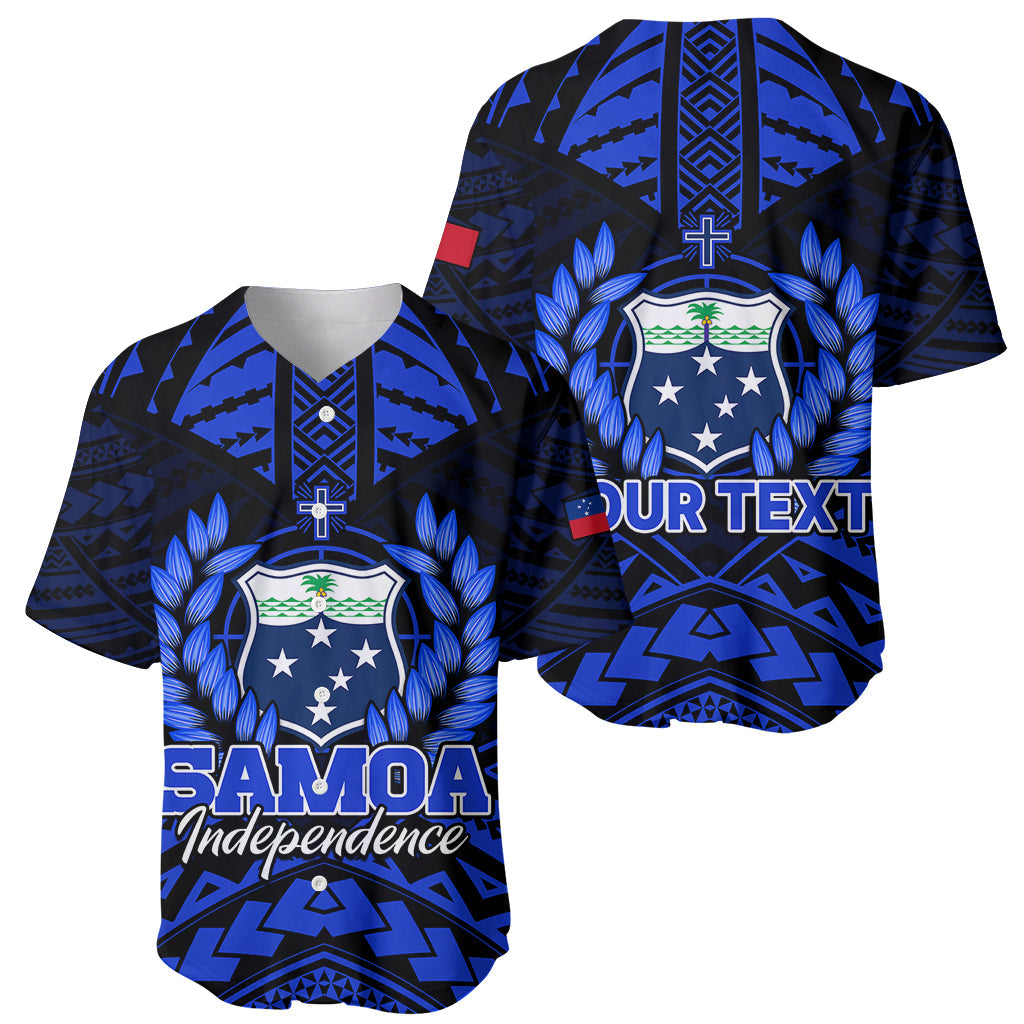 (Custom Personalised) Samoa Independence Day Baseball Jersey Ulafa Polynesian Unique Blue No3
