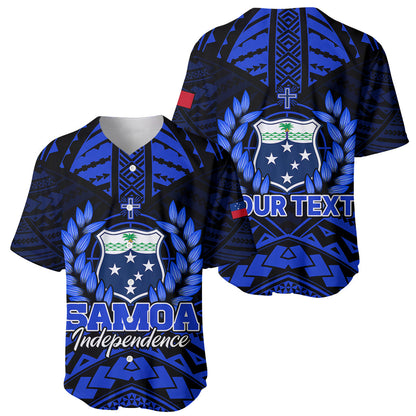 (Custom Personalised) Samoa Independence Day Baseball Jersey Ulafa Polynesian Unique Blue No3