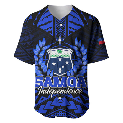 (Custom Personalised) Samoa Independence Day Baseball Jersey Ulafa Polynesian Unique Blue No3