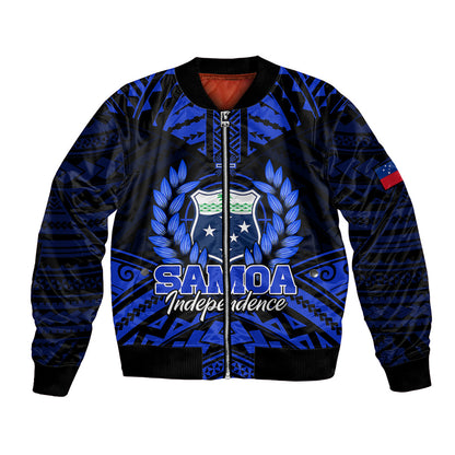 (Custom Personalised) Samoa Independence Day Bomber Jacket Ulafa Polynesian Unique Blue No3