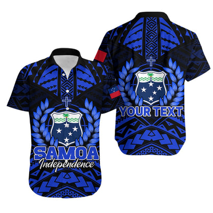 Custom Personalised Samoa Independence Day Hawaiian Shirt Ulafa Polynesian Unique Blue No3