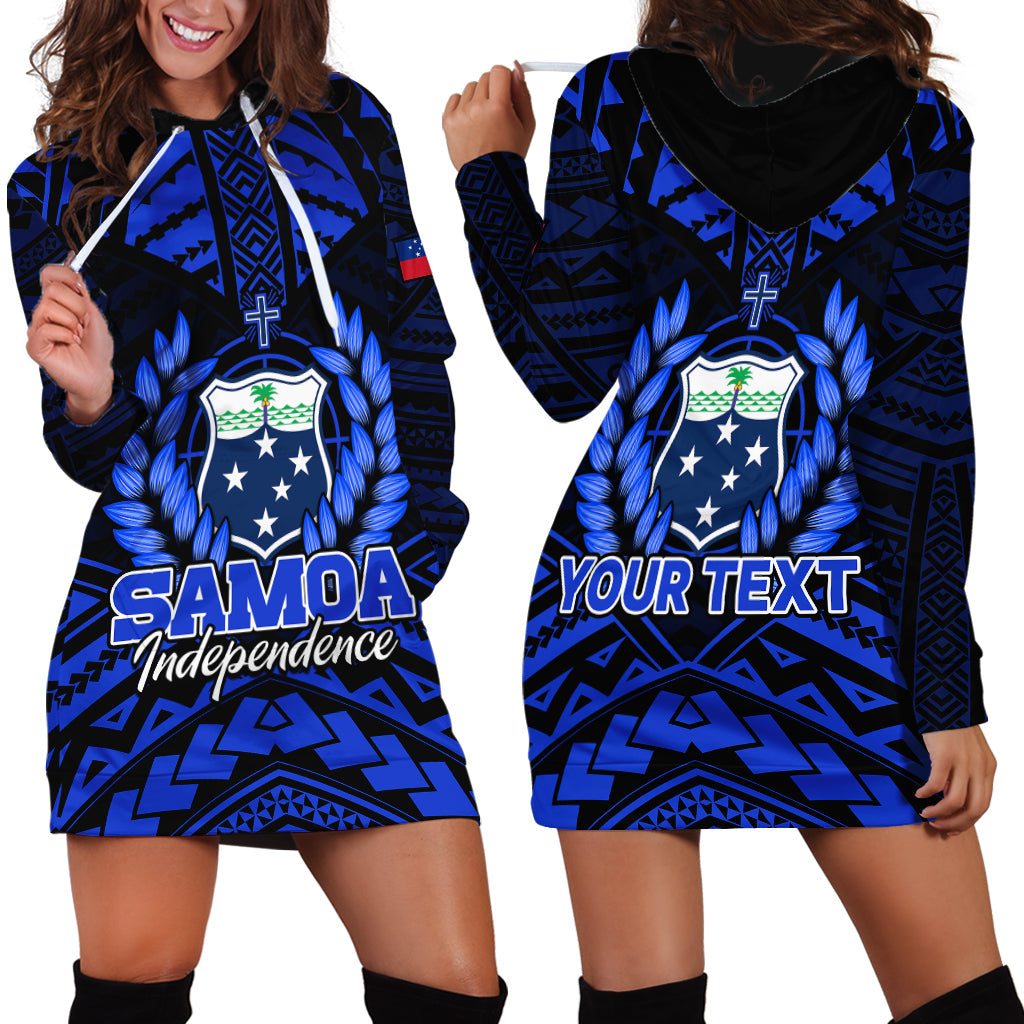 Custom Personalised Samoa Independence Day Hoodie Dress Ulafa Polynesian Unique Blue No3