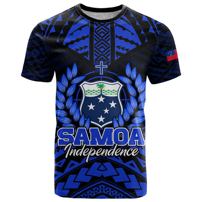 Custom Personalised Samoa Independence Day T Shirt Ulafa Polynesian Unique Blue No3