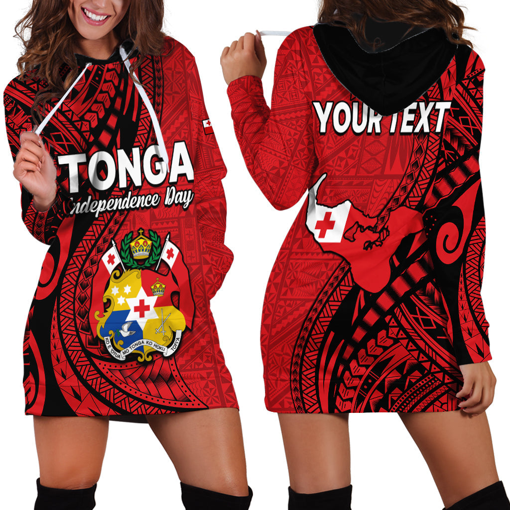 Custom Personalised Tonga Independence Anniversary Hoodie Dress Tongan Tribal Pattern Unique Version