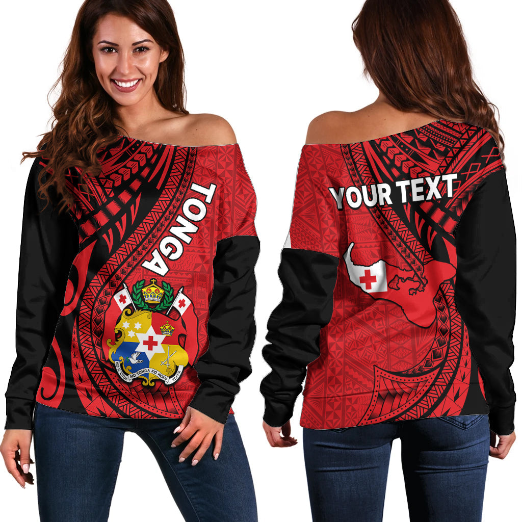 (Custom Personalised) Polynesian Tonga Off Shoulder Sweater Tribal Pattern Unique Version