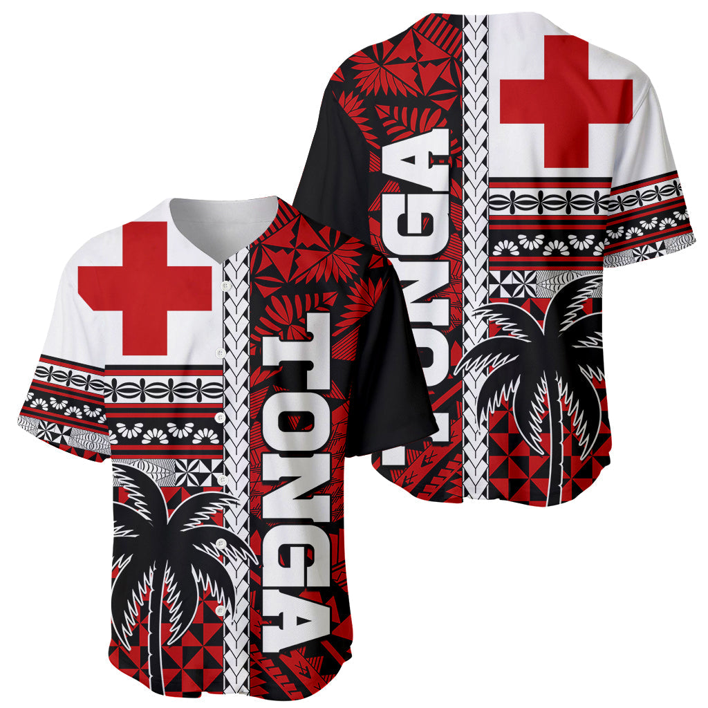 Tonga Kupesi Ngatu Baseball Jersey Proud Tonga with Flag and Palm Tree