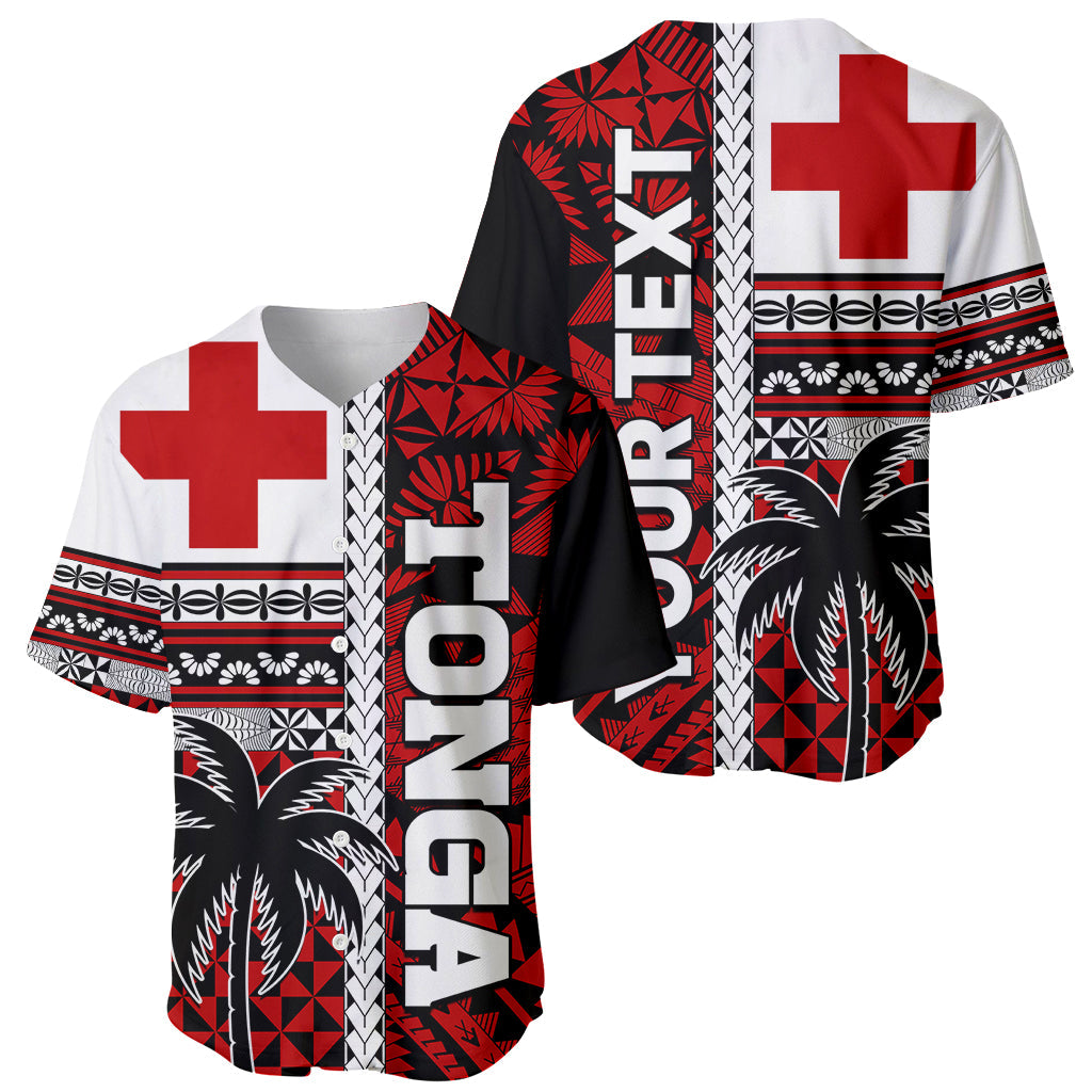 (Custom Personalised) Tonga Kupesi Ngatu Baseball Jersey Proud Tonga with Flag and Palm Tree