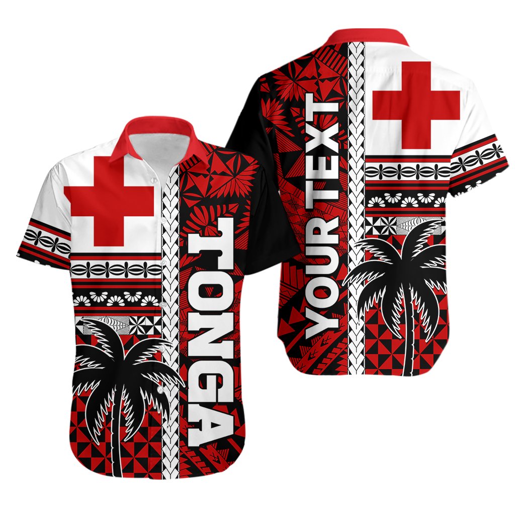 Custom Personalised Tonga Kupesi Ngatu Hawaiian Shirt Proud Tonga with Flag and Palm Tree