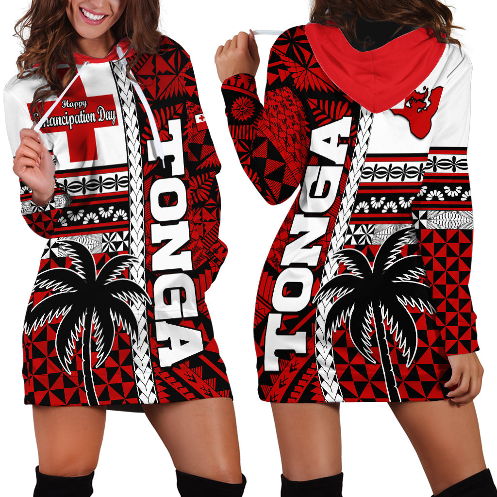 Tonga Independence Day Hoodie Dress Proud Tongan Emancipation with Kupesi Ngatu