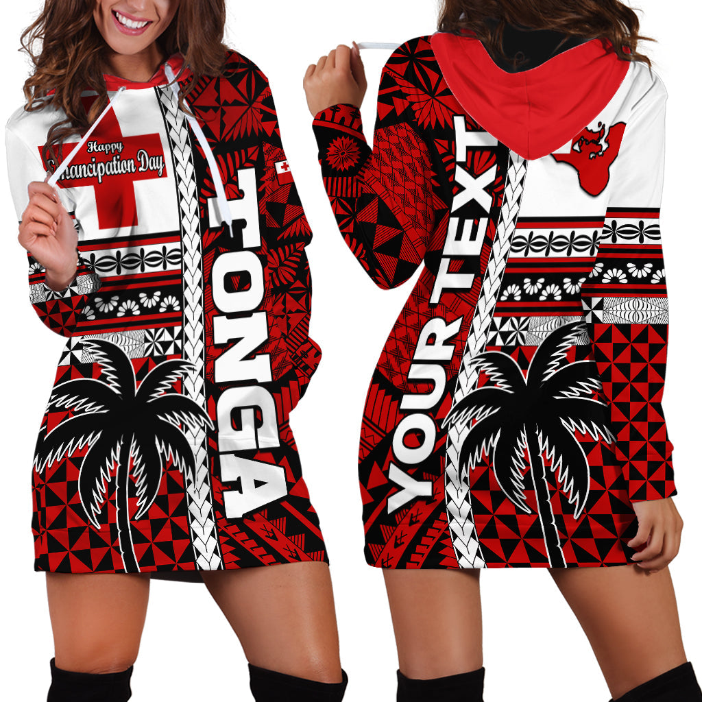Custom Personalised Tonga Independence Day Hoodie Dress Proud Tongan Emancipation with Kupesi Ngatu