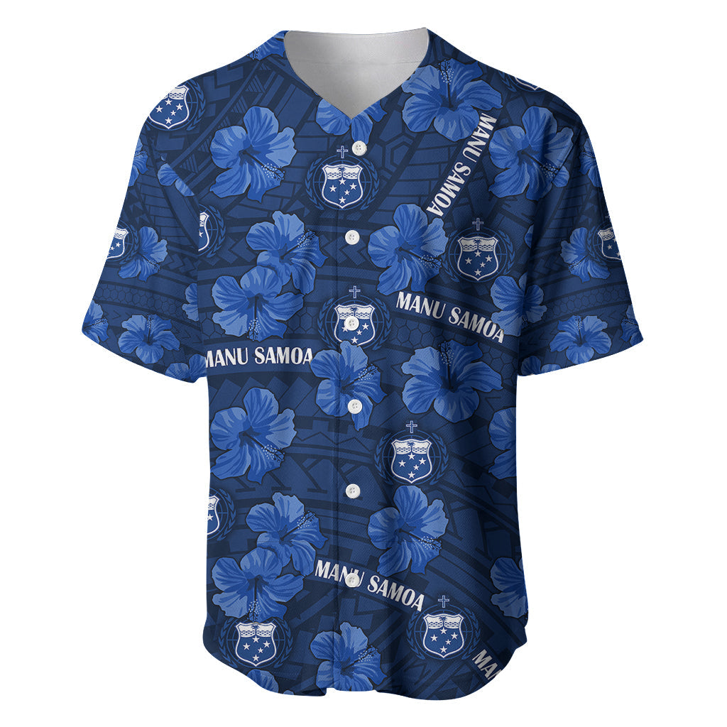 Manu Samoa Rugby Baseball Jersey Polynesian Style With Hibiscus