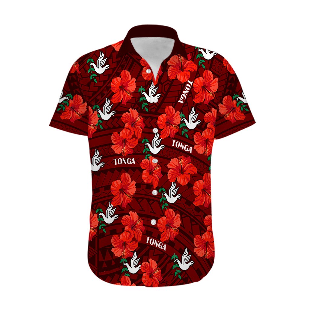 Custom Text And Number Tonga Rugby Hawaiian Shirt Polynesian Style With Hibiscus