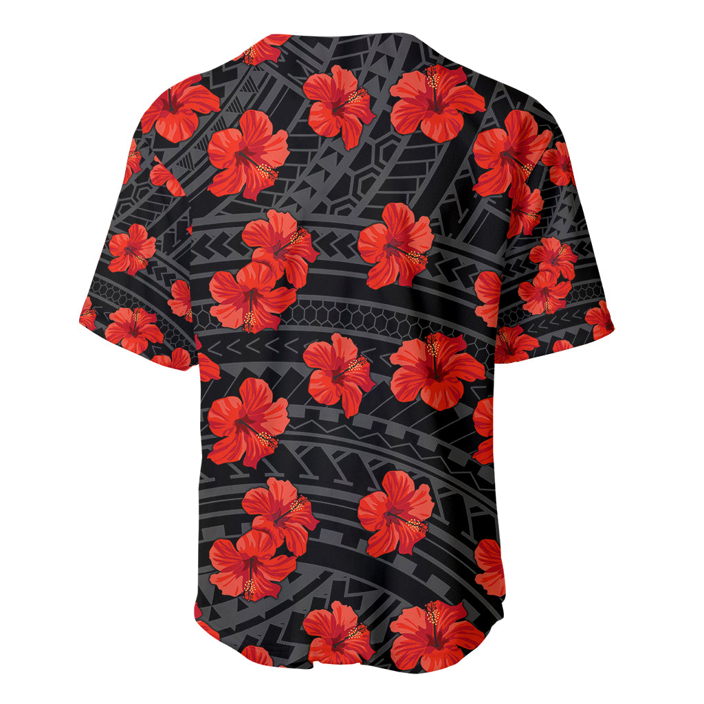 Polynesian Hawaii Style With Hibiscus Baseball Jersey Black