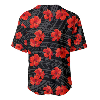 Polynesian Hawaii Style With Hibiscus Baseball Jersey Black