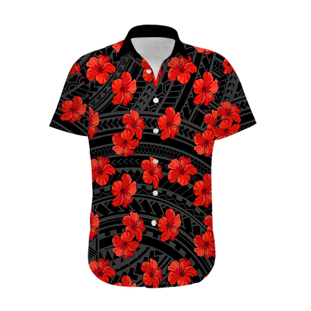 Polynesian Hawaii Style With Hibiscus Hawaiian Shirt Black