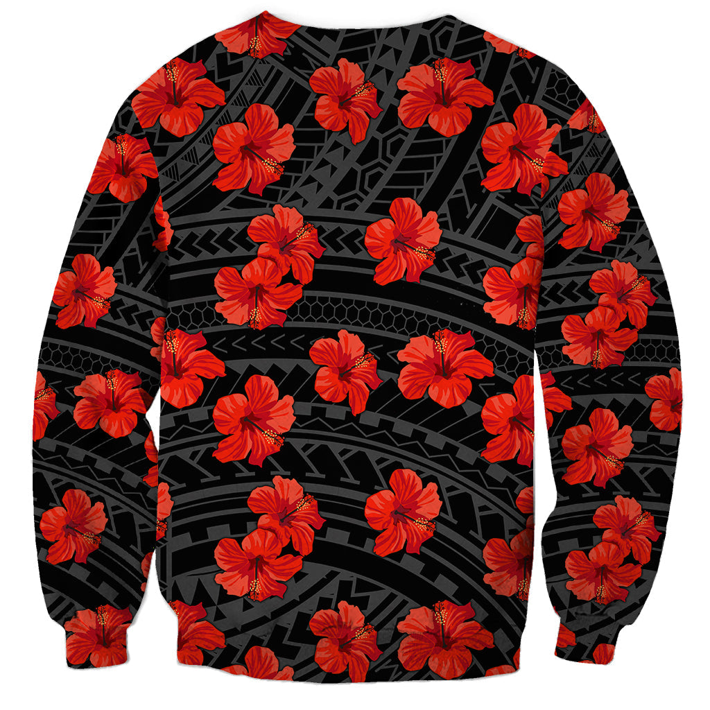 Polynesian Hawaii Style With Hibiscus Sweatshirt Black