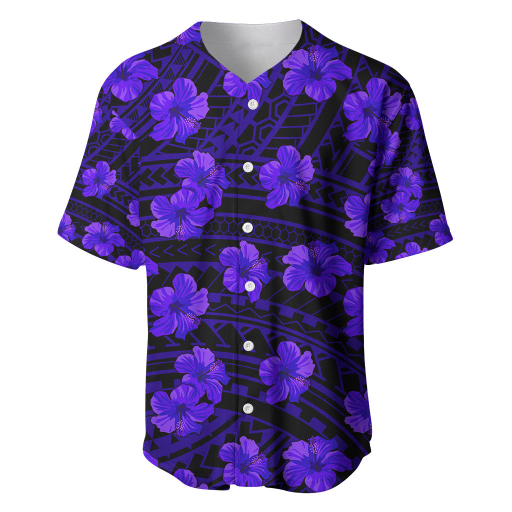Polynesian Hawaii Style With Hibiscus Baseball Jersey Blue