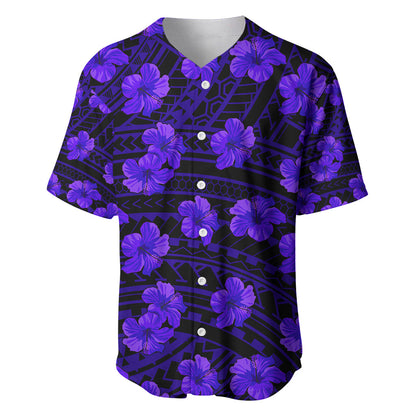 Polynesian Hawaii Style With Hibiscus Baseball Jersey Blue
