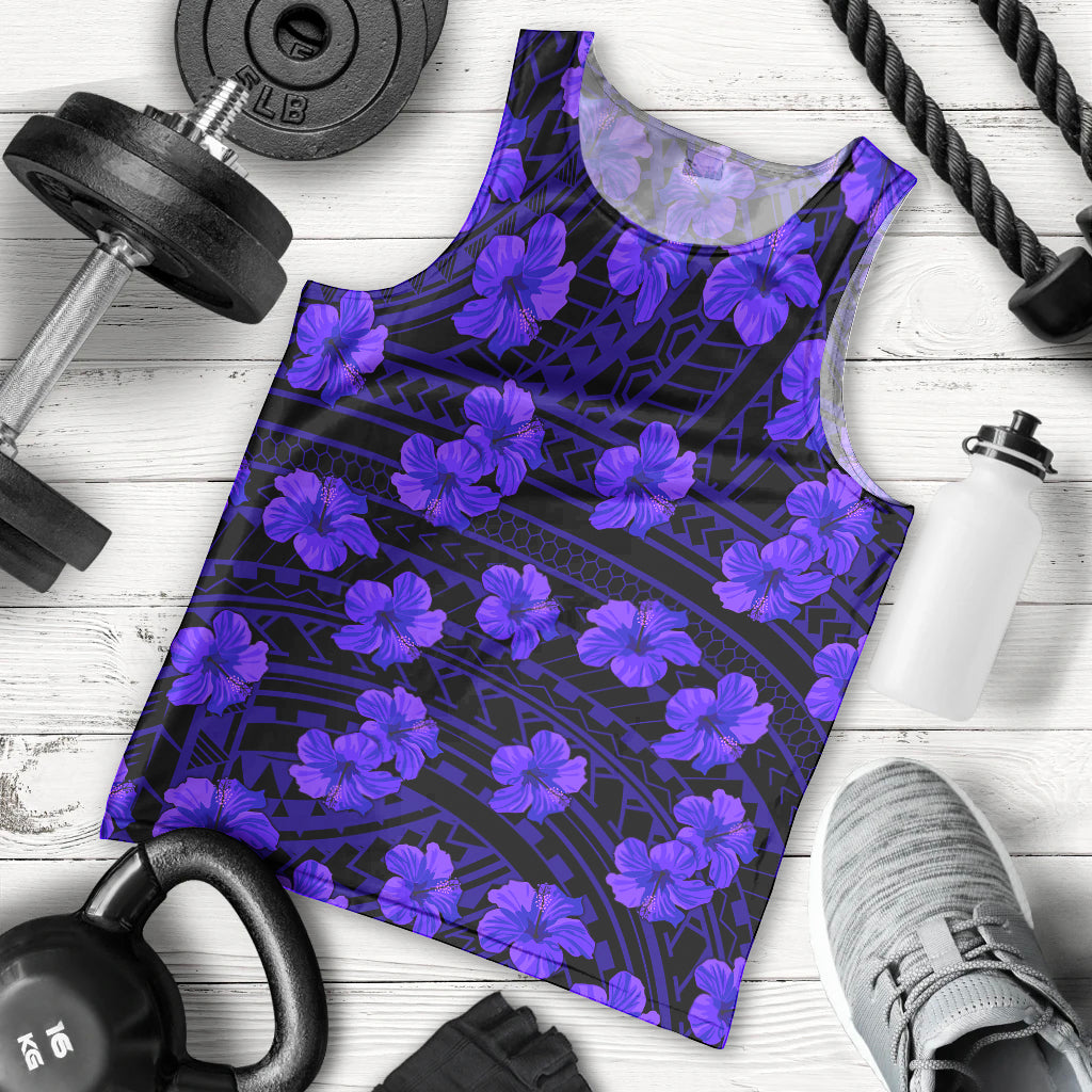 Polynesian Pride Hawaii Style With Hibiscus Men Tank Top Blue
