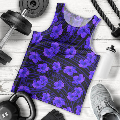 Polynesian Pride Hawaii Style With Hibiscus Men Tank Top Blue