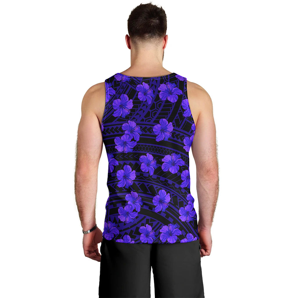 Polynesian Pride Hawaii Style With Hibiscus Men Tank Top Blue