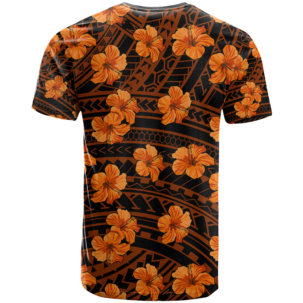 Polynesian Hawaii Style With Hibiscus T Shirt Gold