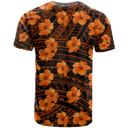 Polynesian Hawaii Style With Hibiscus T Shirt Gold