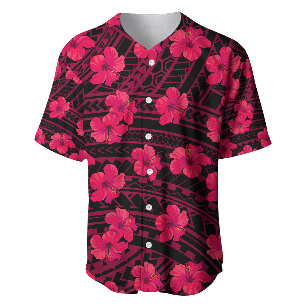 Polynesian Hawaii Style With Hibiscus Baseball Jersey Pink