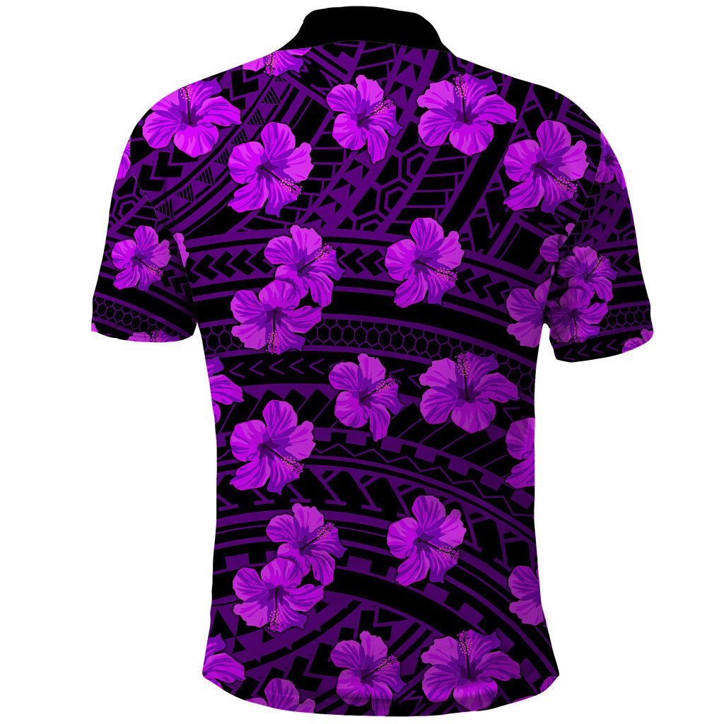 Polynesian Hawaii Style With Hibiscus Polo Shirt Purple