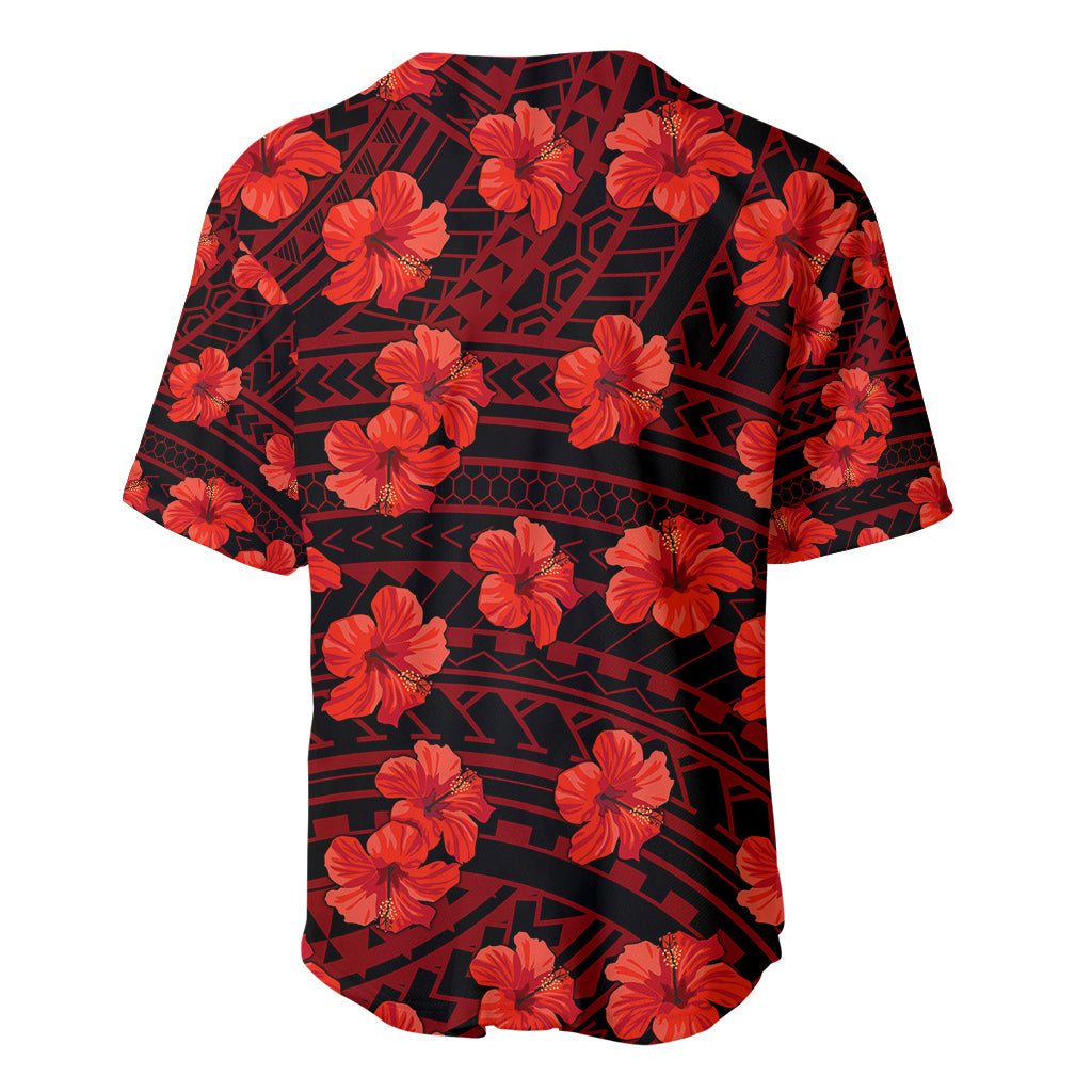 Polynesian Hawaii Style With Hibiscus Baseball Jersey Red